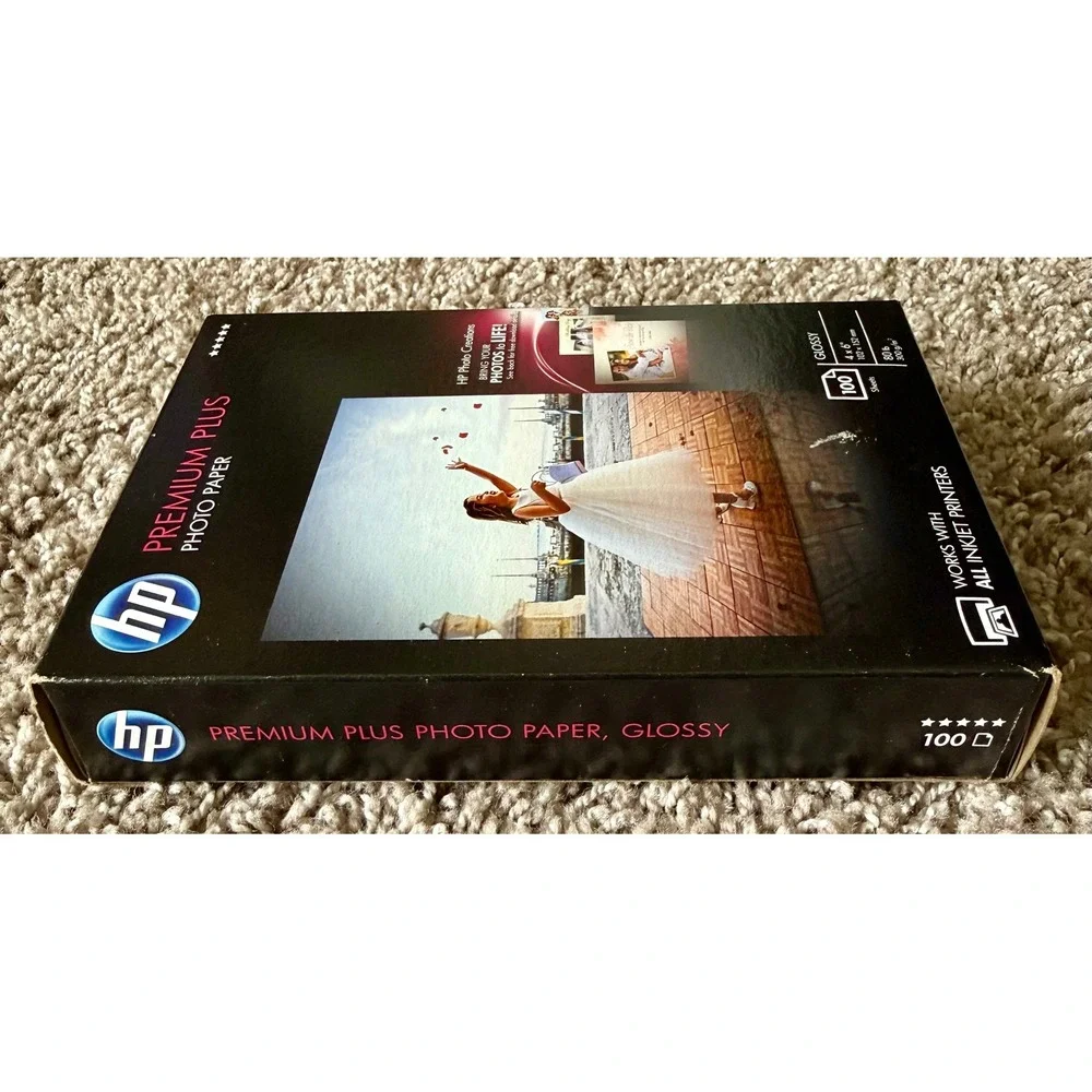 HP Premium Plus Photo Paper 4x6 100 Sheets Glossy CR668A New Inkjet White